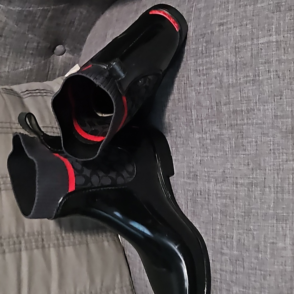 Coach Black and Red Rain Boots - Picture 5 of 5